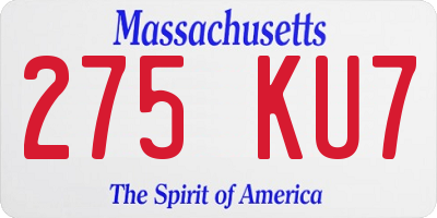 MA license plate 275KU7