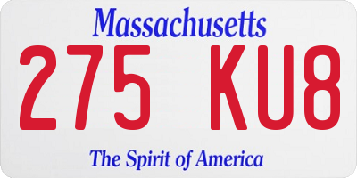 MA license plate 275KU8