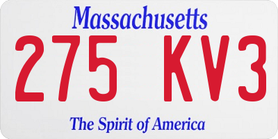 MA license plate 275KV3