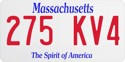 MA license plate 275KV4
