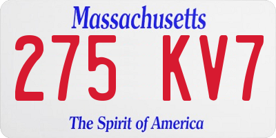MA license plate 275KV7