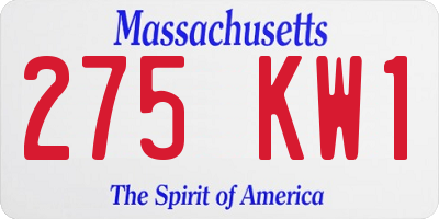 MA license plate 275KW1