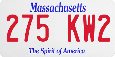 MA license plate 275KW2