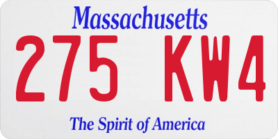MA license plate 275KW4