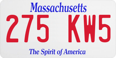 MA license plate 275KW5
