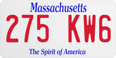 MA license plate 275KW6