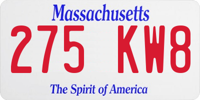 MA license plate 275KW8