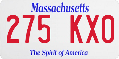 MA license plate 275KX0
