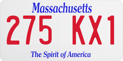 MA license plate 275KX1