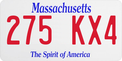 MA license plate 275KX4