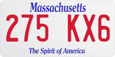MA license plate 275KX6