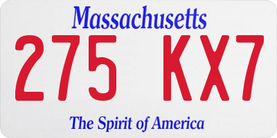 MA license plate 275KX7
