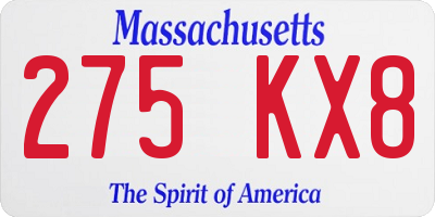 MA license plate 275KX8