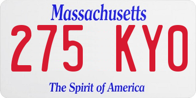 MA license plate 275KY0