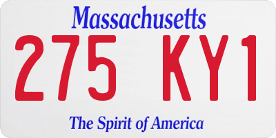 MA license plate 275KY1