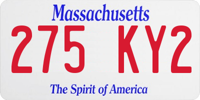 MA license plate 275KY2