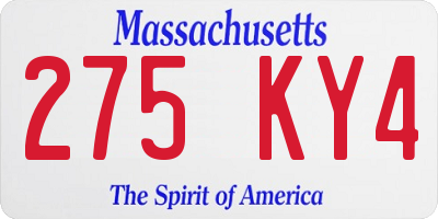 MA license plate 275KY4