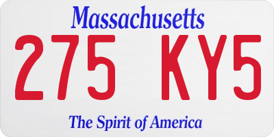MA license plate 275KY5