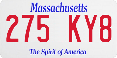 MA license plate 275KY8