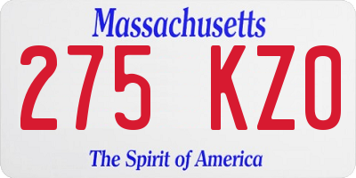 MA license plate 275KZ0