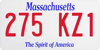 MA license plate 275KZ1