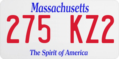 MA license plate 275KZ2