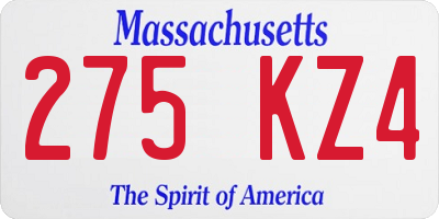 MA license plate 275KZ4