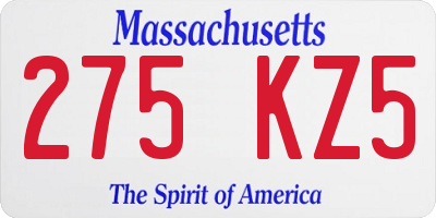MA license plate 275KZ5