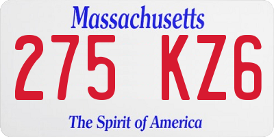 MA license plate 275KZ6