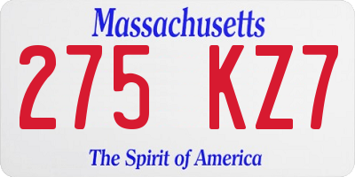 MA license plate 275KZ7