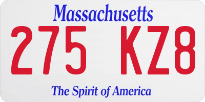 MA license plate 275KZ8
