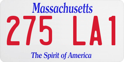 MA license plate 275LA1