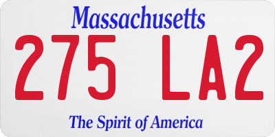 MA license plate 275LA2