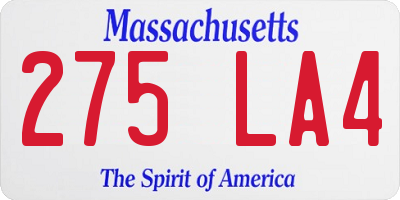 MA license plate 275LA4