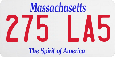 MA license plate 275LA5