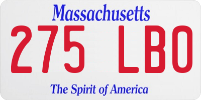 MA license plate 275LB0