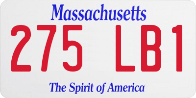 MA license plate 275LB1