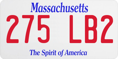MA license plate 275LB2