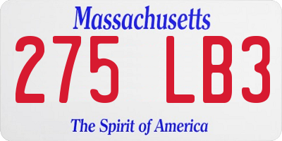 MA license plate 275LB3
