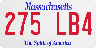 MA license plate 275LB4