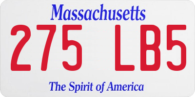 MA license plate 275LB5