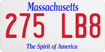 MA license plate 275LB8