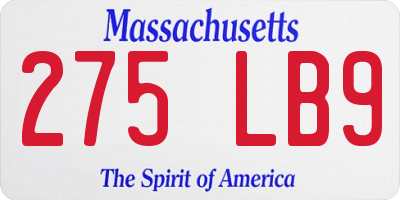 MA license plate 275LB9