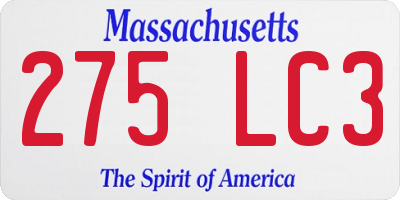 MA license plate 275LC3
