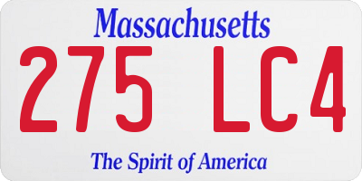 MA license plate 275LC4