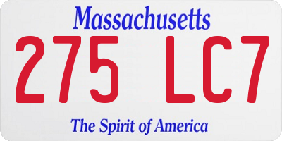 MA license plate 275LC7