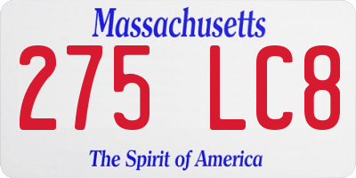 MA license plate 275LC8