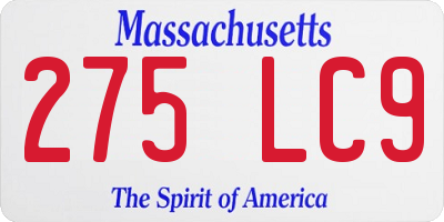MA license plate 275LC9