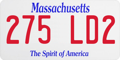 MA license plate 275LD2