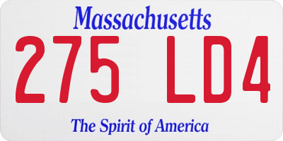 MA license plate 275LD4